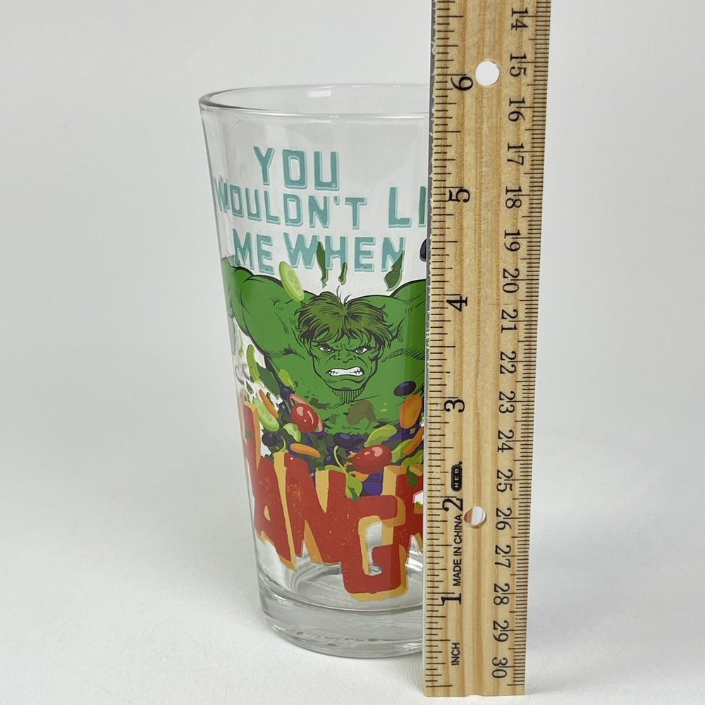 Marvel Comics The Hulk You Wouldnt Like Me When Im Hangry Water Soda Glass 16 oz - Picture 5 of 12